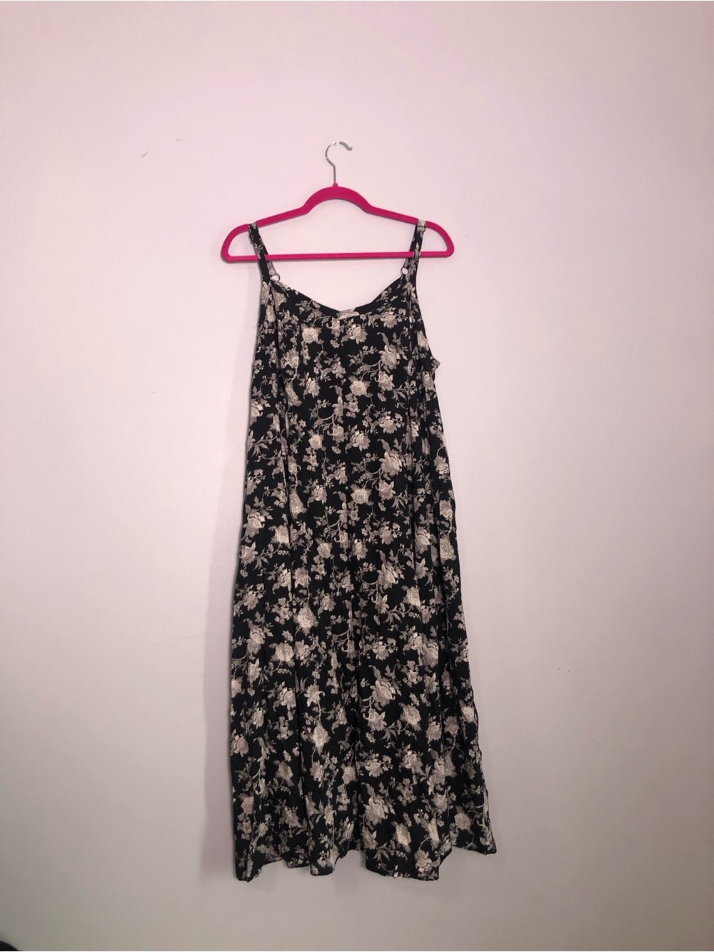 TORRID Black and Cream Floral Slip Dress with Pockets